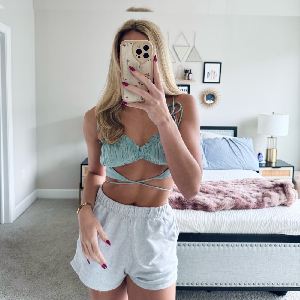 Verge Girl Teal Blue Wrap-Around Crop Top